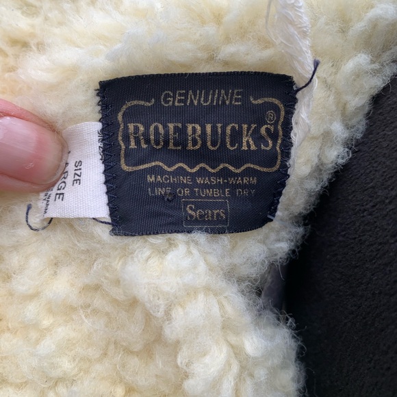 VTG Roebucks Denim Vest w/ Sherpa lining Sz L - Picture 8 of 8